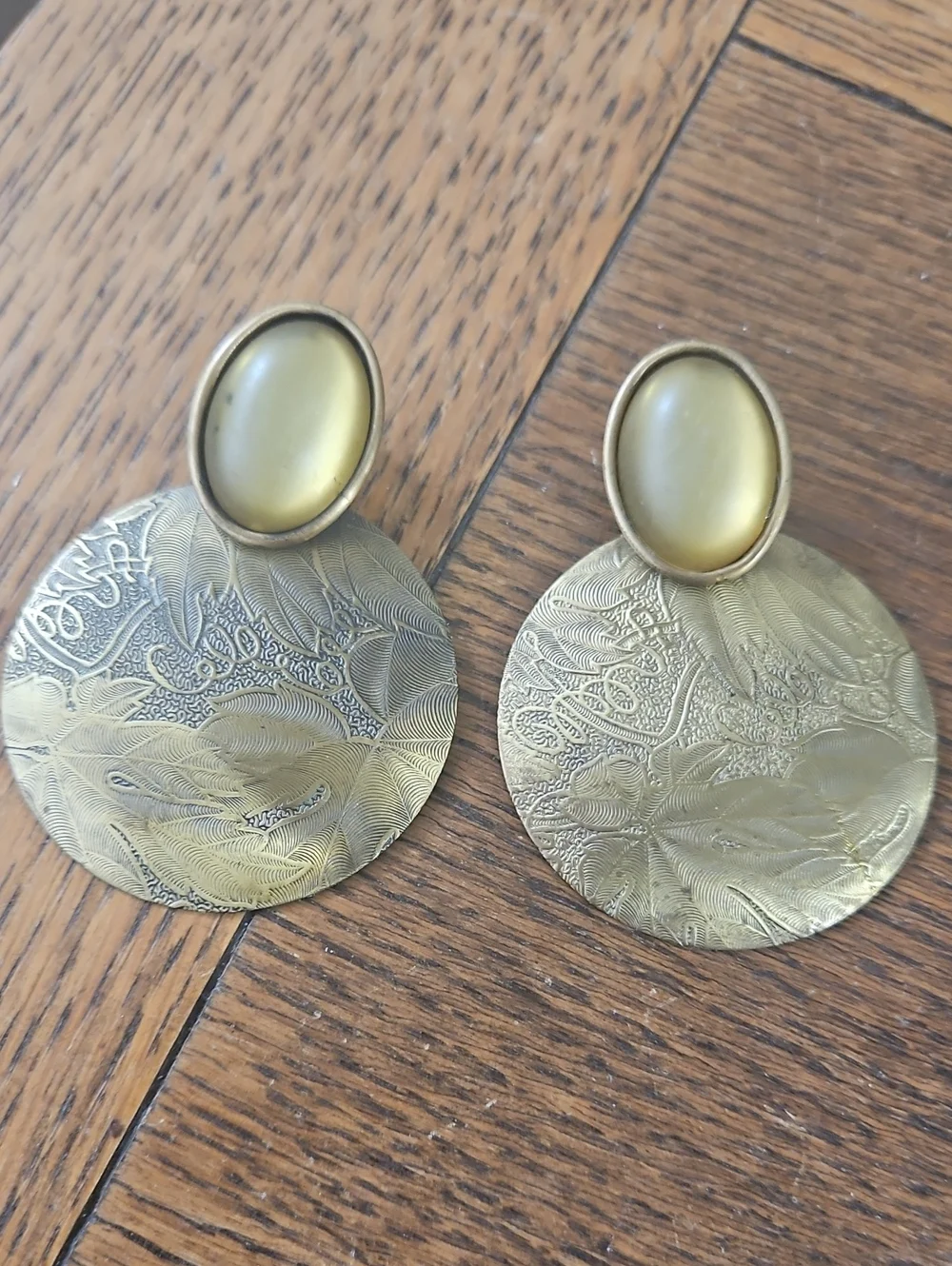 Cabochon Posts Large Door Knocker Earrings 2